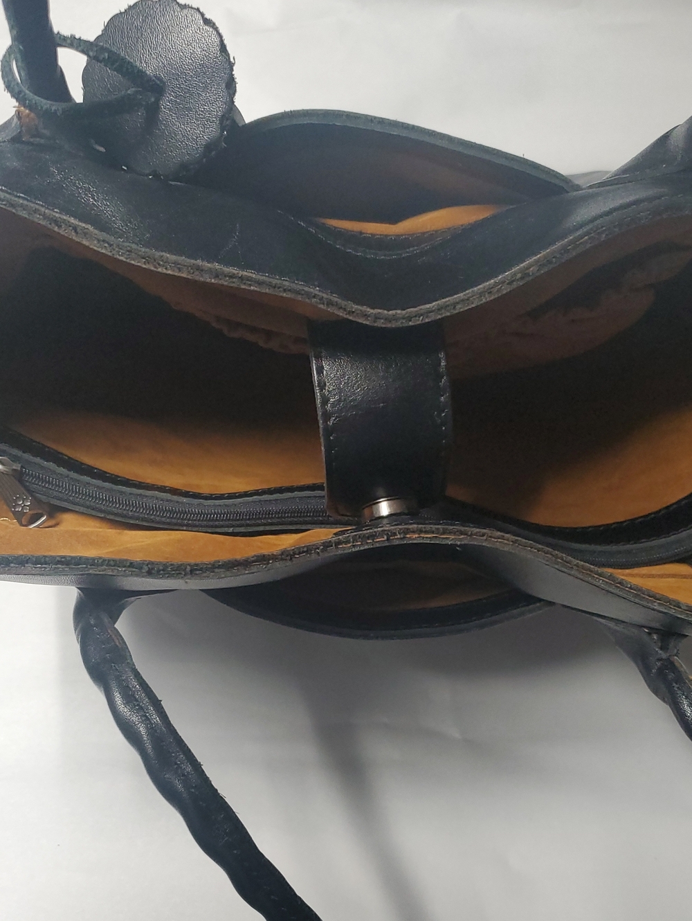 Patricia Nash Eastleigh Large Classic Black Leather Tote Bag Western Minimalist - Picture 12 of 16